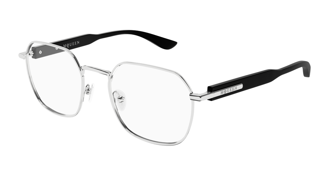 Óculos graduados alexander mcqueen am0499o 001 plateado geometric masculino tamanho 52mm - Vista principal