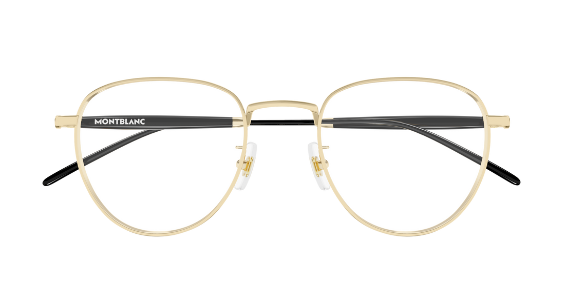 Óculos graduados montblanc mb0410o 001 dorado butterfly masculino tamanho 50mm - Vista de detalhe