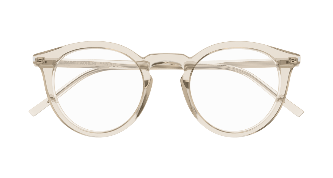 Prescription glasses saint laurent sl 347/f 004 beige round unisex size 48mm - Detailed view