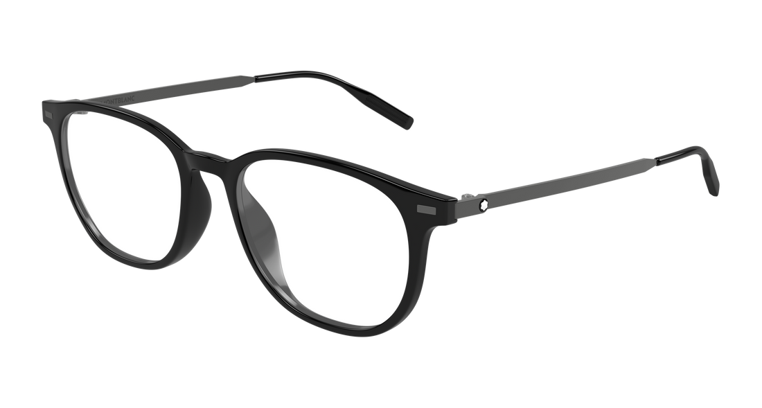 Óculos graduados montblanc mb0448oa 001 negro round/oval/panthos masculino tamanho 53mm - Vista principal