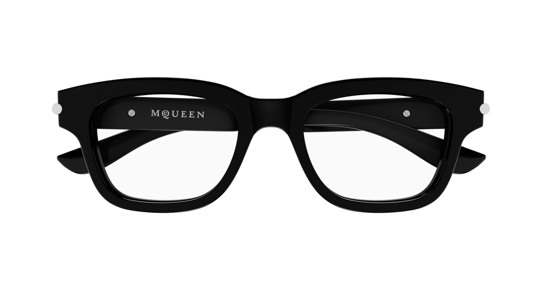 Óculos graduados alexander mcqueen am0497o 005 negro square unisex tamanho 52mm - Vista de detalhe