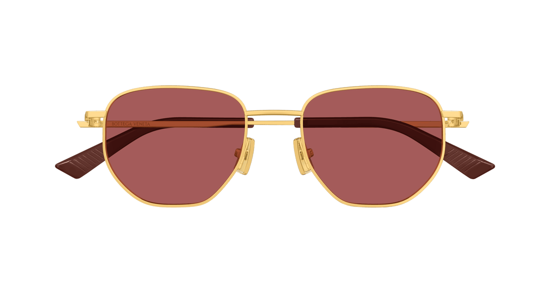 Óculos de sol bottega veneta bv1301s 006 dorado round unisex tamanho 52mm - Vista de detalhe