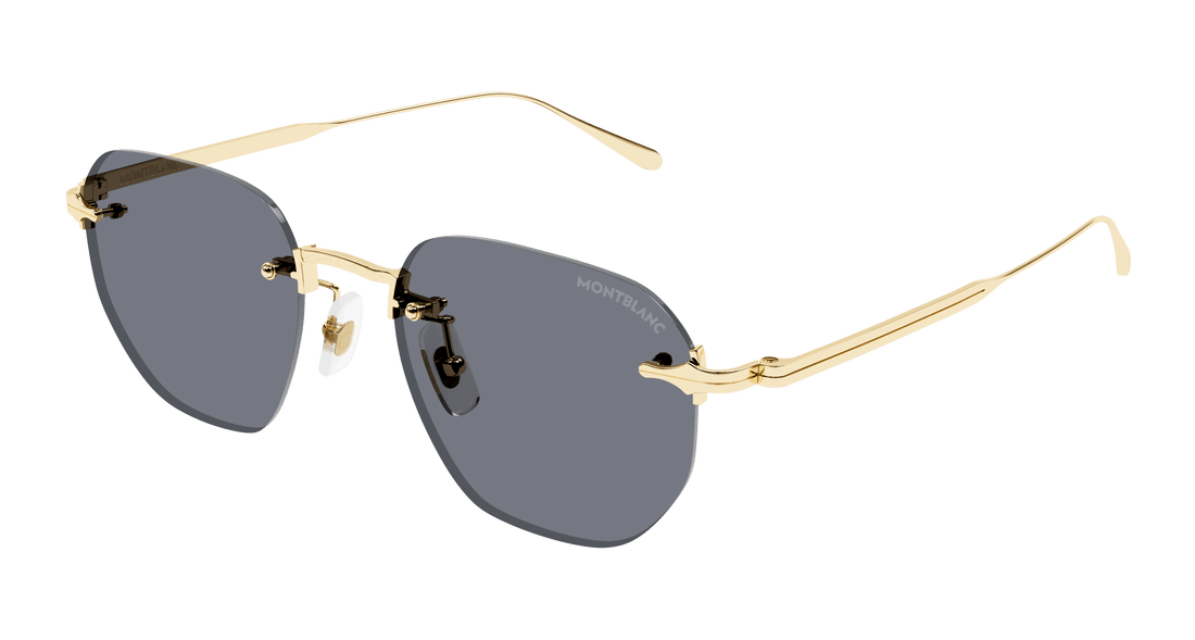 Óculos de sol montblanc mb0405s 001 dorado round masculino tamanho 51mm - Vista principal