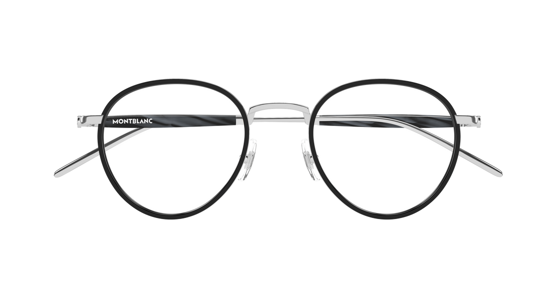 Óculos graduados montblanc mb0442o 003 plateado round/oval/panthos masculino tamanho 49mm - Vista de detalhe