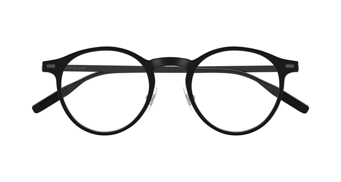 Óculos graduados montblanc mb0426o 002 negro round/oval/panthos masculino tamanho 48mm - Vista de detalhe