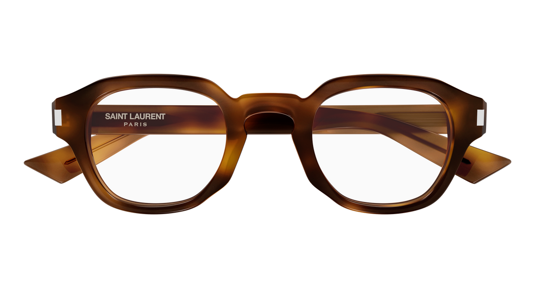 Óculos graduados saint laurent sl 946 opt 002 havana round/oval/panthos masculino tamanho 47mm - Vista de detalhe