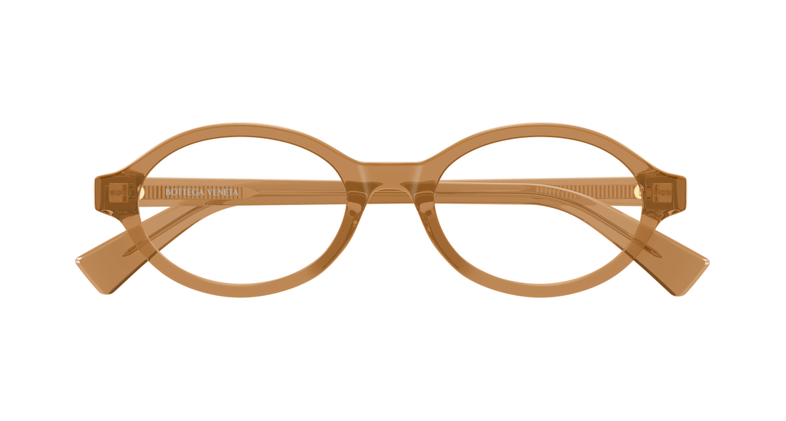 Óculos graduados bottega veneta bv1367o 005 naranja round/oval/panthos femenino tamanho 50mm - Vista de detalhe