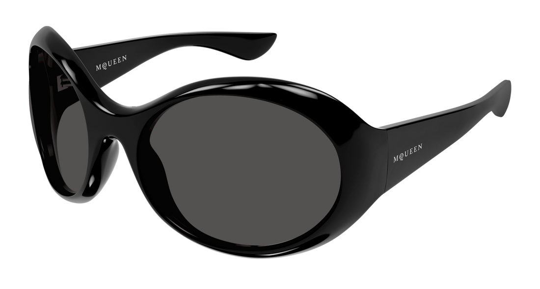 Óculos de sol alexander mcqueen am0592s 001 negro round/oval/panthos unisex tamanho 65mm - Vista principal