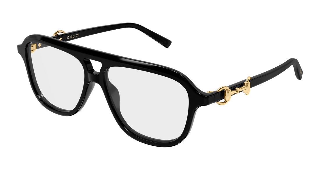 Óculos graduados gucci gg2216o 001 negro pilot/navigator femenino tamanho 55mm - Vista principal