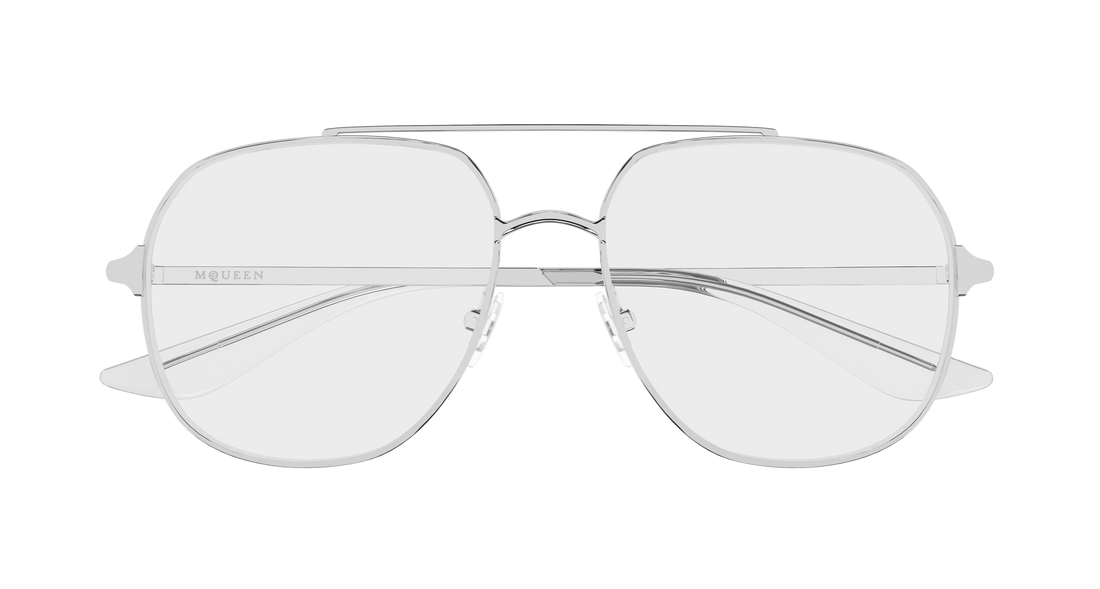 Gafas graduadas alexander mcqueen am0591o 001 plateado pilot/navigator unisex talla 55mm - Vista de detalle