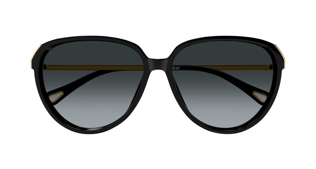 Óculos de sol chloé ch0406s 001 negro round/oval/panthos femenino tamanho 59mm - Vista de detalhe
