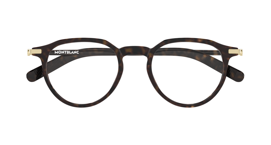 Óculos graduados montblanc mb0495o 003 havana round/oval/panthos masculino tamanho 49mm - Vista de detalhe