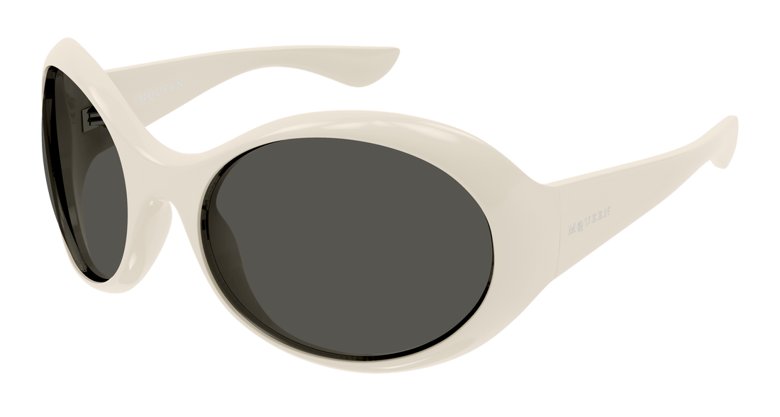 Óculos de sol alexander mcqueen am0592s 008 beige round/oval/panthos unisex tamanho 65mm - Vista principal