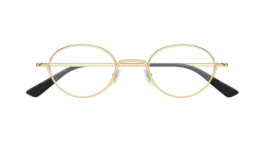 Gafas graduadas alexander mcqueen am0562o 002 dorado round/oval/panthos unisex talla 46mm - Vista de detalle