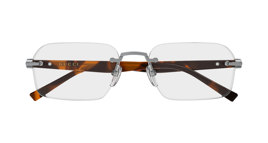 Lunettes de vue gucci gg2260o 002 plateado rectangular / squared masculino taille 55mm - Vue détaillée