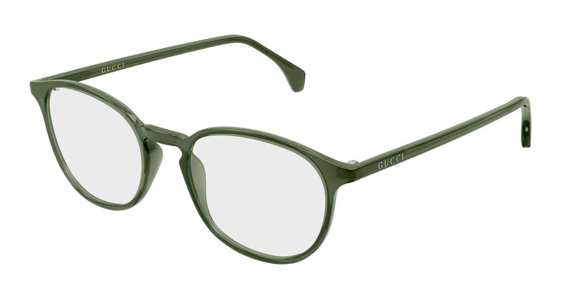 Glasögon gucci gg0551o 025 verde round/oval/panthos masculino storlek 50mm - Huvudvy