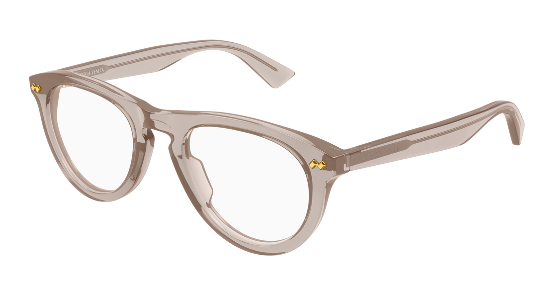 Óculos graduados bottega veneta bv1507o 009 marron round/oval/panthos unisex tamanho 52mm - Vista principal