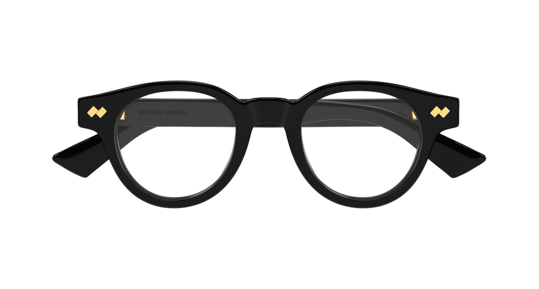 Óculos graduados bottega veneta bv1443o 001 negro round/oval/panthos unisex tamanho 45mm - Vista de detalhe