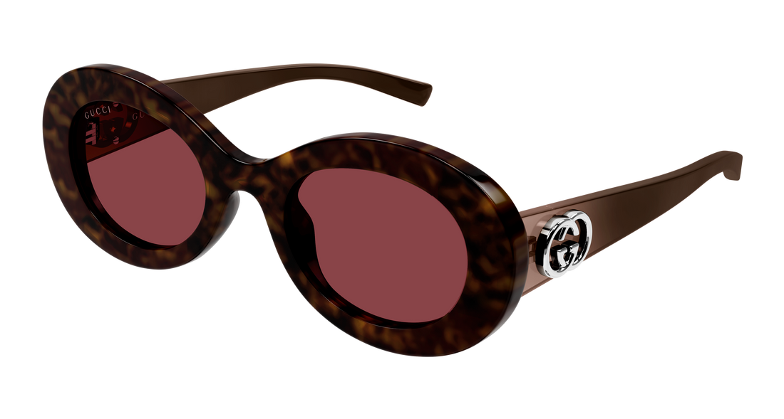 Lunettes de soleil gucci gg2026s 002 havana round/oval/panthos femenino taille 51mm - Vue principale
