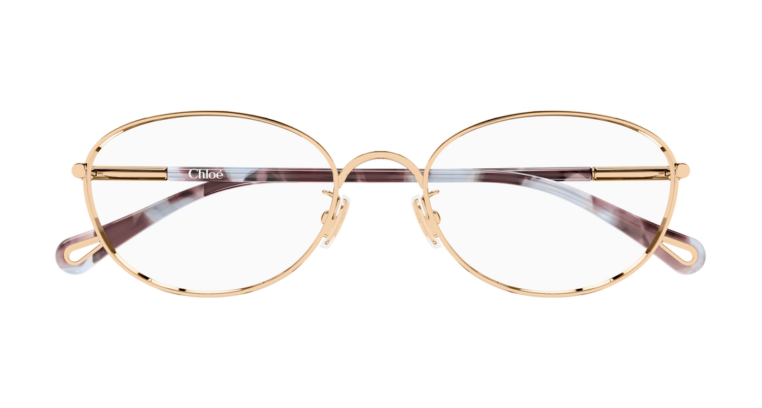 Óculos graduados chloé ch0402oa 001 dorado round/oval/panthos femenino tamanho 56mm - Vista de detalhe
