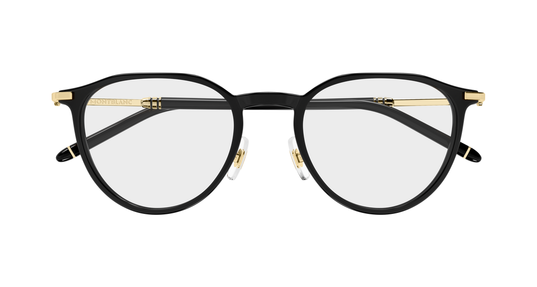 Óculos graduados montblanc mb0524o 001 negro round/oval/panthos masculino tamanho 51mm - Vista de detalhe