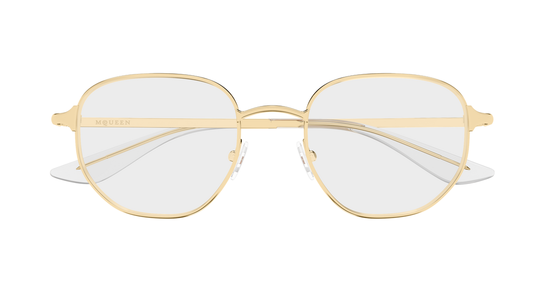 Gafas graduadas alexander mcqueen am0590o 002 dorado round/oval/panthos unisex talla 50mm - Vista de detalle