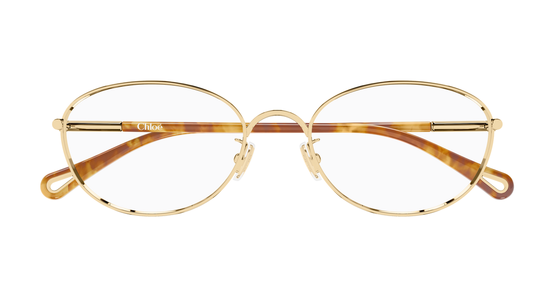 Óculos graduados chloé ch0402oa 002 dorado round/oval/panthos femenino tamanho 56mm - Vista de detalhe