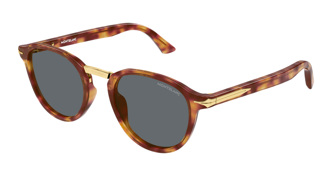 Óculos de sol montblanc mb0515s 003 havana round/oval/panthos masculino tamanho 49mm - Vista principal