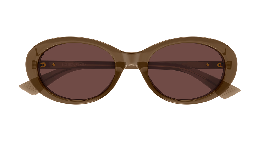 Óculos de sol bottega veneta bv1415sk 006 marron round/oval/panthos femenino tamanho 54mm - Vista de detalhe