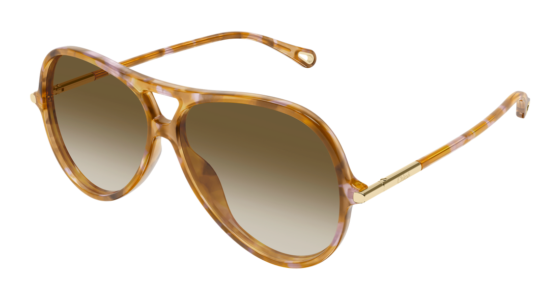 Óculos de sol chloé ch0395s 003 havana round/oval/panthos femenino tamanho 59mm - Vista principal