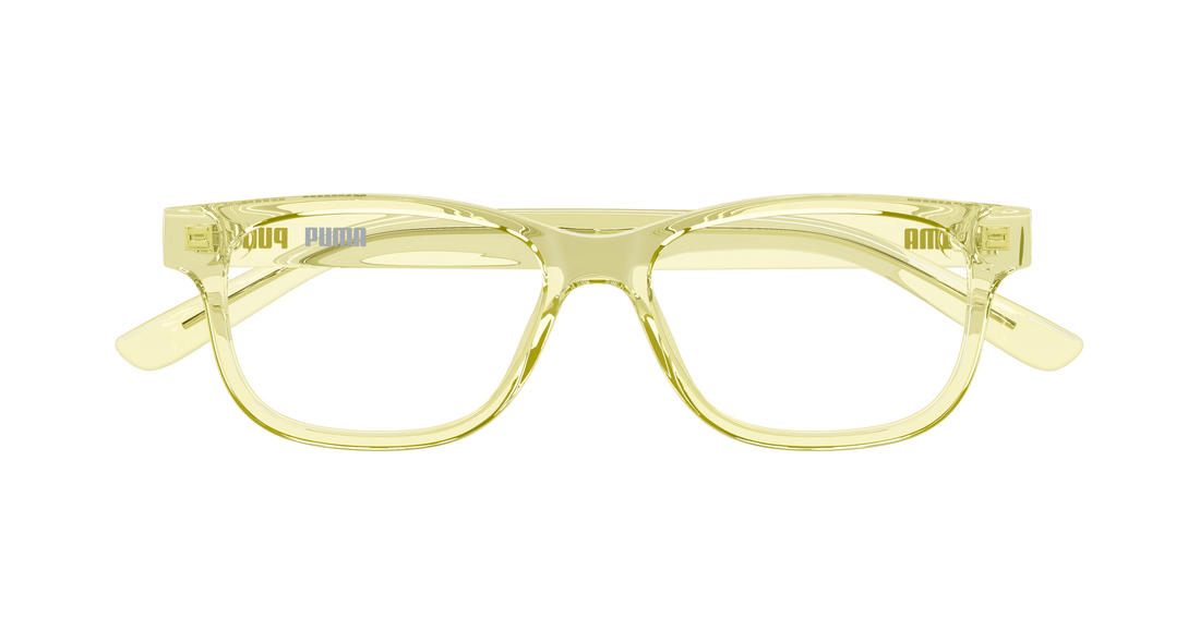 Óculos graduados puma pj0092o 008 amarillo rectangular / squared infantil tamanho 50mm - Vista de detalhe