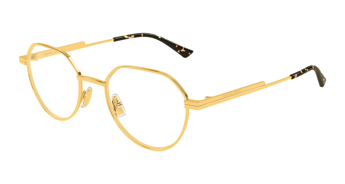 Óculos graduados bottega veneta bv1468o 001 dorado round/oval/panthos unisex tamanho 51mm - Vista principal