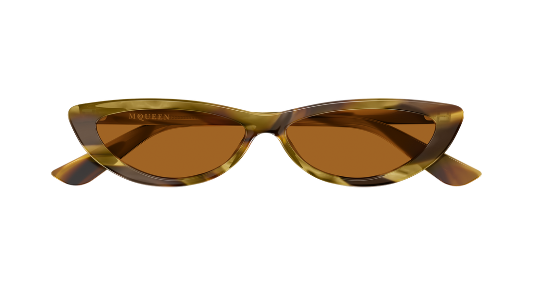 Occhiali da sole alexander mcqueen am0535s 006 havana round/oval/panthos femenino taglia 58mm - Vista dettagliata