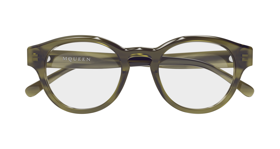 Gafas graduadas alexander mcqueen am0581o 003 havana round/oval/panthos unisex talla 49mm - Vista de detalle