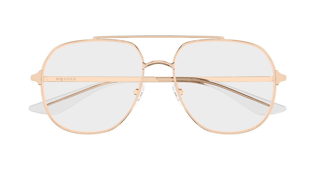 Gafas graduadas alexander mcqueen am0591o 004 dorado pilot/navigator unisex talla 55mm - Vista de detalle