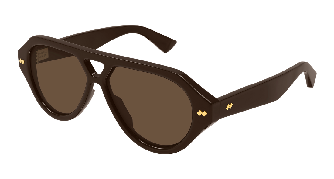 Óculos de sol bottega veneta bv1485s 004 marron pilot/navigator unisex tamanho 56mm - Vista principal