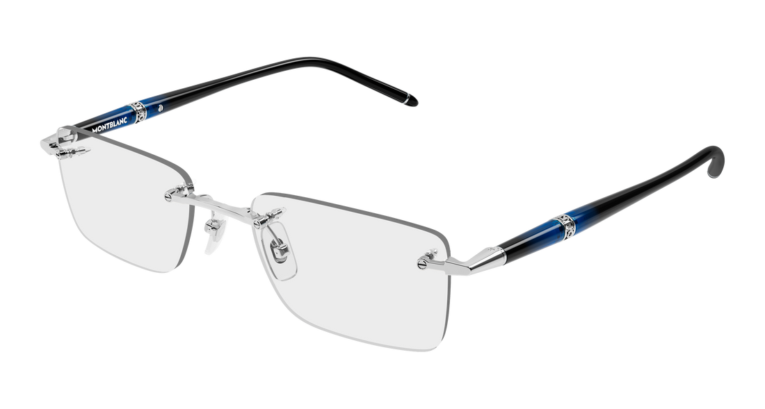 Glasögon montblanc mb0536o 004 plateado rectangular / squared masculino storlek 54mm - Huvudvy