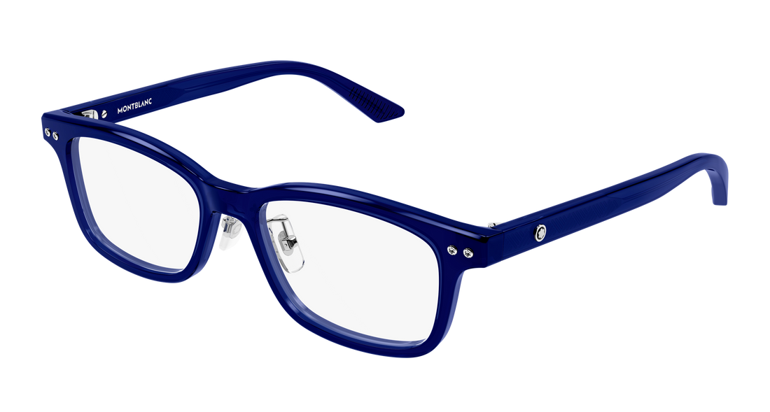 Glasögon montblanc mb0533oj 004 azul rectangular / squared masculino storlek 53mm - Huvudvy