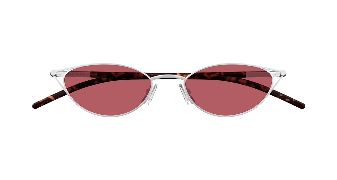 Óculos de sol alexander mcqueen am0563s 003 plateado cat eye femenino tamanho 50mm - Vista de detalhe