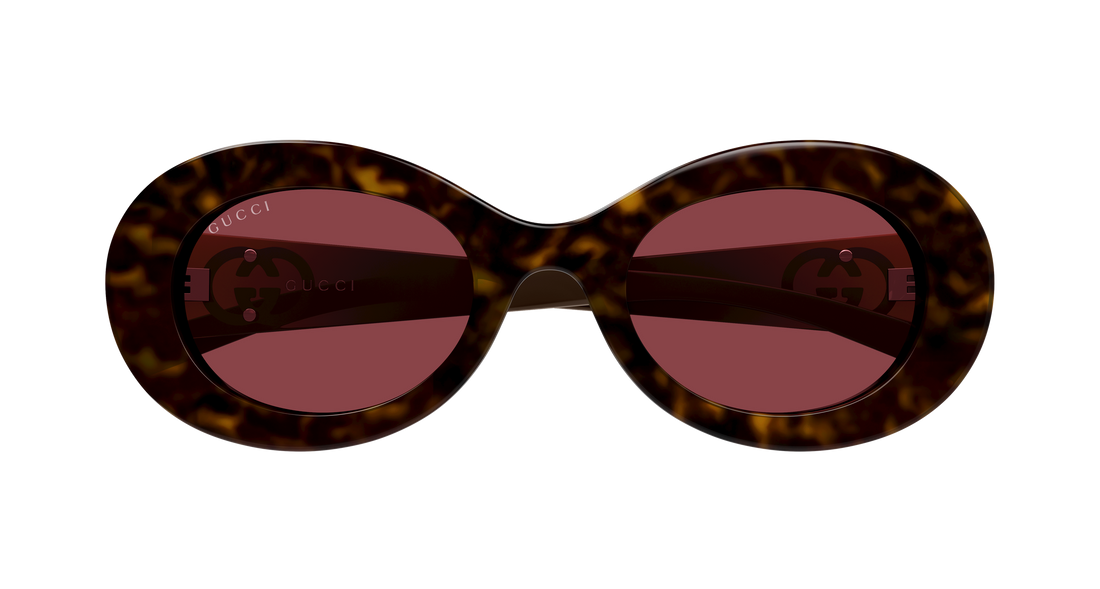 Lunettes de soleil gucci gg2026s 002 havana round/oval/panthos femenino taille 51mm - Vue détaillée