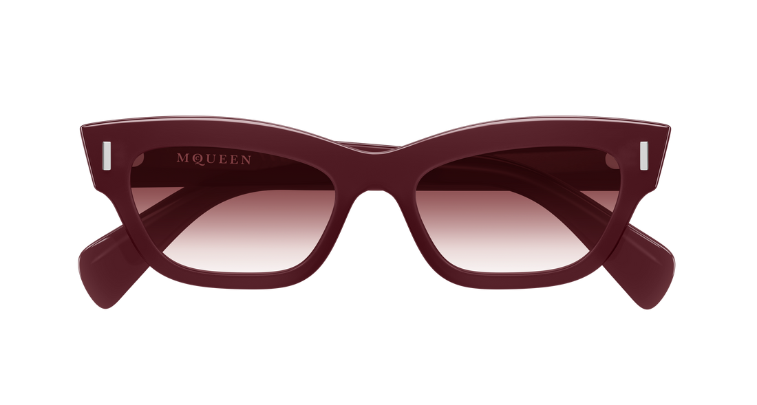 Óculos de sol alexander mcqueen am0548s 003 burdeos cat eye femenino tamanho 52mm - Vista de detalhe