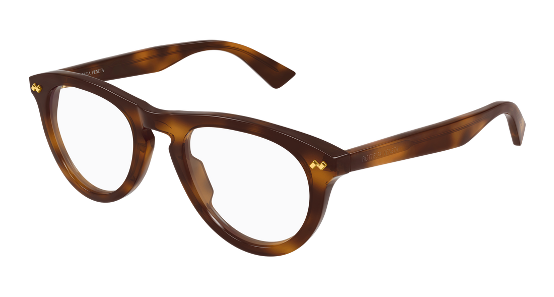 Óculos graduados bottega veneta bv1507o 007 havana round/oval/panthos unisex tamanho 52mm - Vista principal