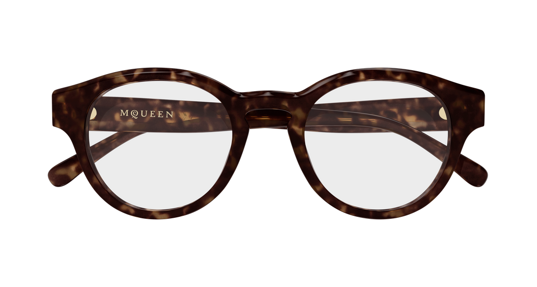 Gafas graduadas alexander mcqueen am0581o 002 havana round/oval/panthos unisex talla 49mm - Vista de detalle