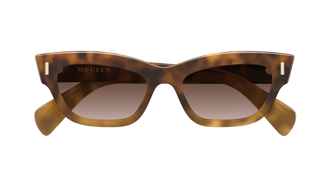 Óculos de sol alexander mcqueen am0548s 002 havana cat eye femenino tamanho 52mm - Vista de detalhe