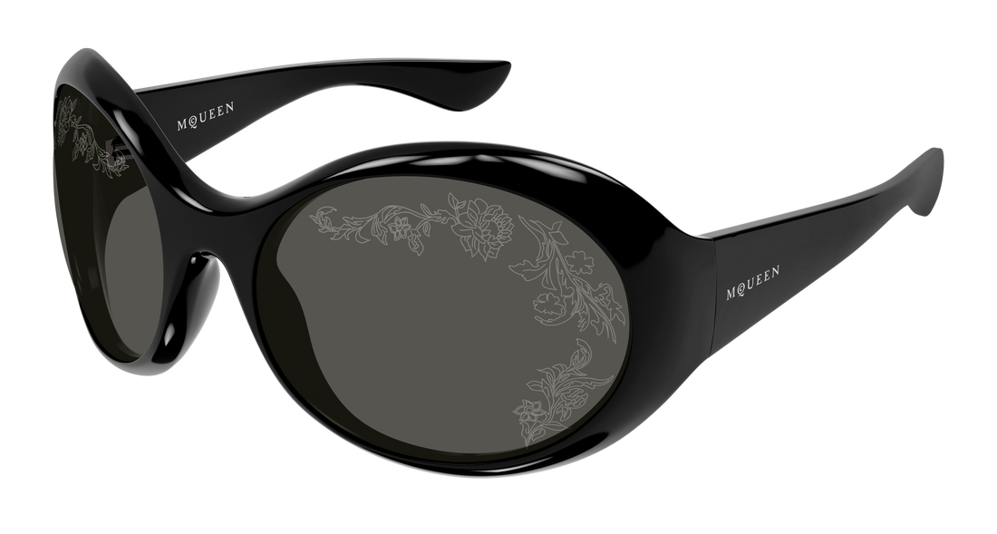 Óculos de sol alexander mcqueen am0592s 005 negro round/oval/panthos unisex tamanho 65mm - Vista principal