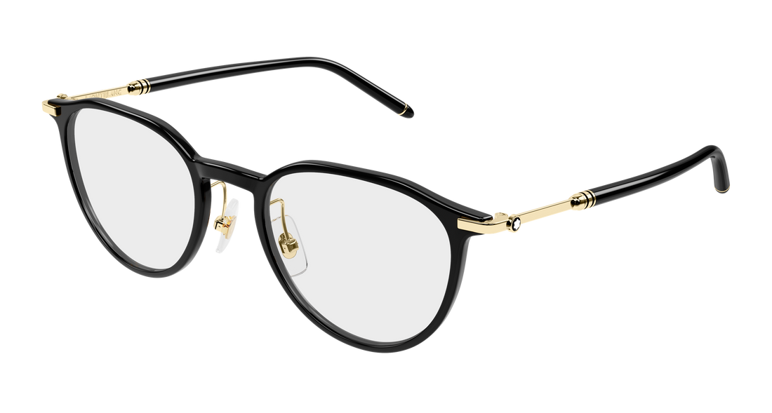 Óculos graduados montblanc mb0524o 001 negro round/oval/panthos masculino tamanho 51mm - Vista principal