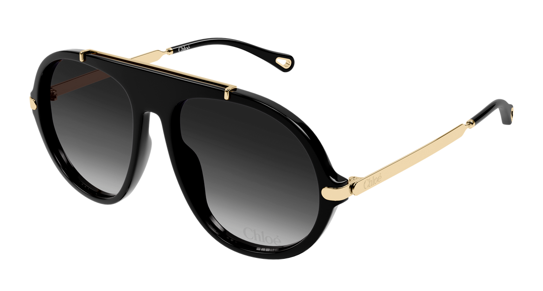 Solglasögon chloé ch0357s 001 negro round/oval/panthos femenino storlek 58mm - Huvudvy
