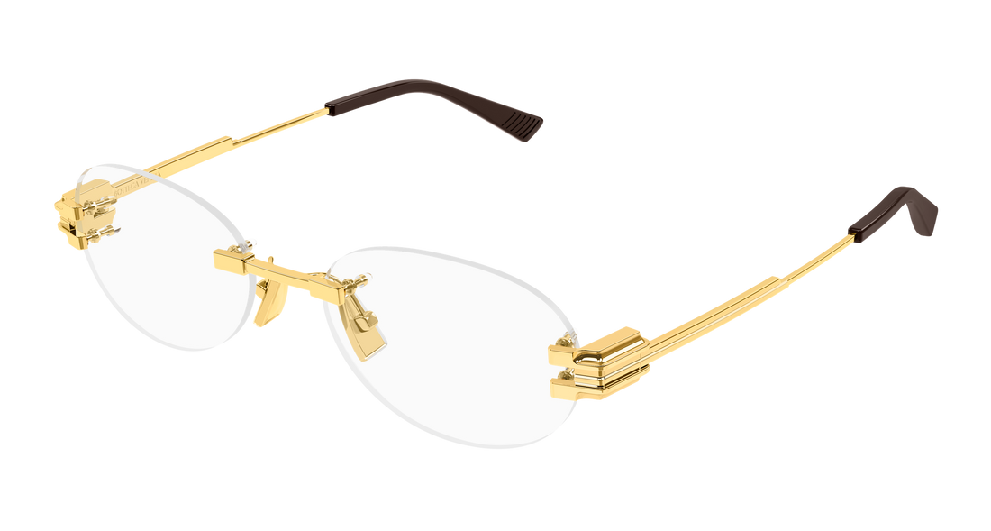 Óculos graduados bottega veneta bv1512o 001 dorado round/oval/panthos unisex tamanho 53mm - Vista principal