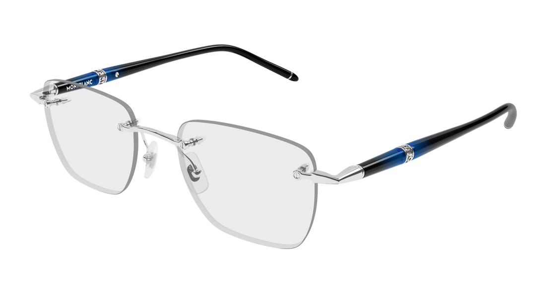 Glasögon montblanc mb0346o 006 plateado rectangular / squared masculino storlek 53mm - Huvudvy