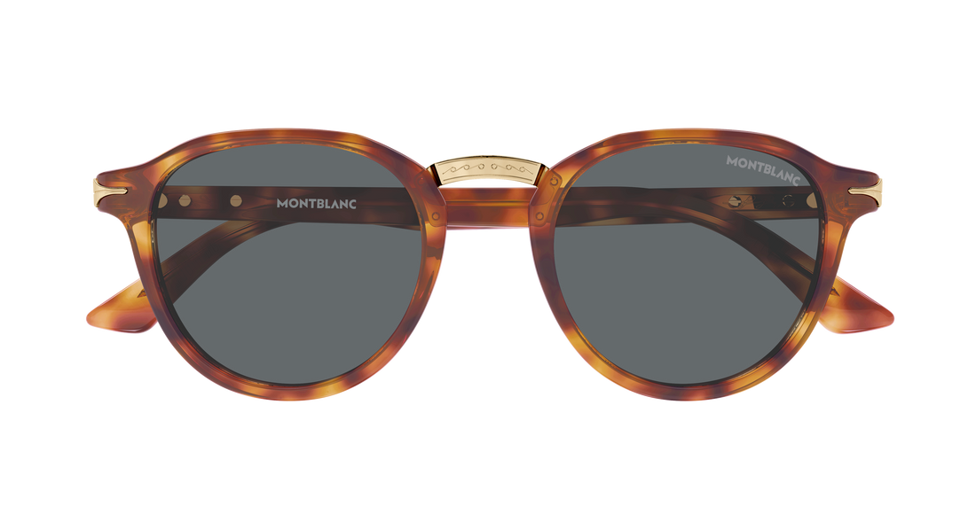 Óculos de sol montblanc mb0515s 003 havana round/oval/panthos masculino tamanho 49mm - Vista de detalhe